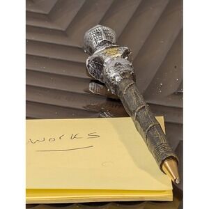 Handmade Medieval Knight Ballpoint Pen Fantasy Dragon Scale Armor Silver Gold